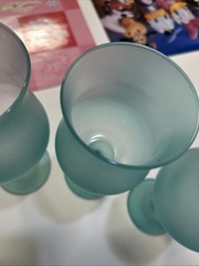 Set of 6 Vintage Libbey Z Stem Glasses Frosted Satin Pastel Wine Drinkware Party