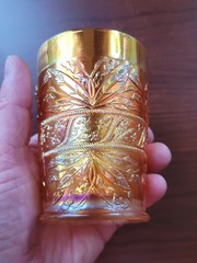 Super Pretty Marigold Fenton Carnival Glass Lily of the Valley Pattern Tumbler