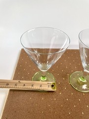 Vintage Martini Cocktail Glasses-Elegant Set of 2 Lime Green Foot 7in Tall