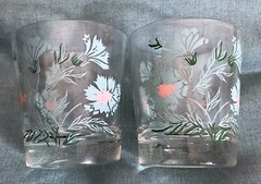 VINTAGE Set 2 Taylor Smith & Taylor Co. Ever Yours Boutonniere Rocks Glasses MCM