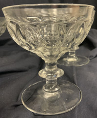 4 Vintage Pilgrim Jeanette Clear Glass Thumbprint Sherbet or Champagne