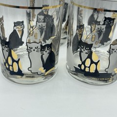 Vtg MCM Culver Cats Double Old Fashioned Glasses Set of 4 22k Gold trim Flaws