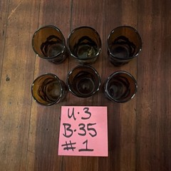 Felipe Derflingher Shot Glasses Amber Encased Hand Blown Glass Brutalist MCM Vtg