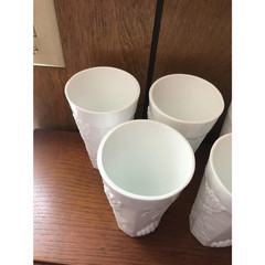 Vintage Indiana Colony Harvest Grape Milk Glass Pitcher & 7 Tumblers Set