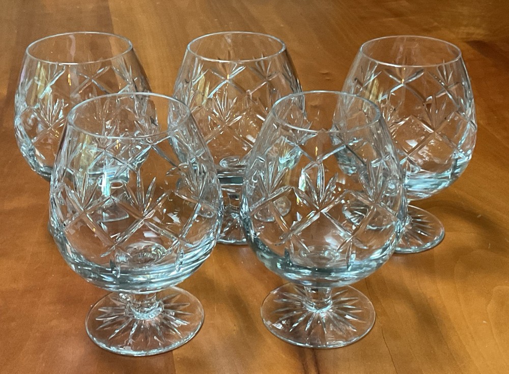 Vtg ROYAL DOULTON PRINCE CHARLES Crystal Brandy Snifter 4.75” Set of 5 NICE!