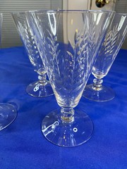 Vintage fern, leaf etched water or iced tea glasses set of four