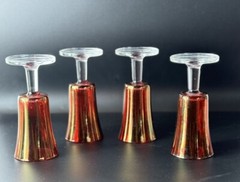 Vintage Red Sherry Glasses With Gold Iridescent Tint Lot Set Of 4
