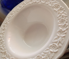 1) Indiana ORANGE BLOSSOM BOWL White MILK GLASS or Candle Votive EXC(9 AVAIL)