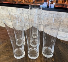 Vintage Heavy Bottomed Crystal Beer Pilsner Tapered Tall Glasses 23oz Set of 6