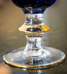 Set(s) of 2 Arte Italica Medici 24-K Gold Cobalt Blue 6 3/8″ Water/Wine Goblets