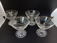 4 Sherbet Champagne Glasses – Anchor Hocking Berwick Boopie – Laurel Cut Glass