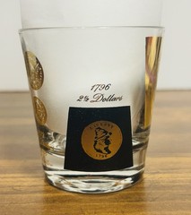 Vintage MCM 1960s Black & 22 Karat Gold Coin Lowball Glasses by Cera (Set Of 5)