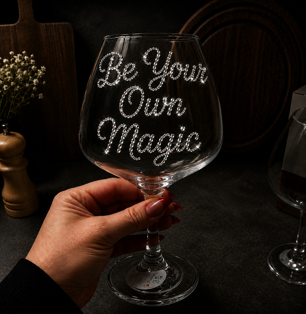 Rhinestone Wine Glass Be Your Own Magic Funny Gift for Her Birthday Present