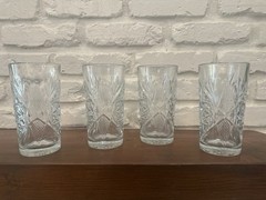 Libbey Hobstar Highball «Star of David» 16oz Drinkng Glass VTG Thick Set Of 4