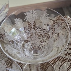 Morgantown Glass «Mayfair» Etched Champagne Glasses Set of 4 Art Nouveau Style