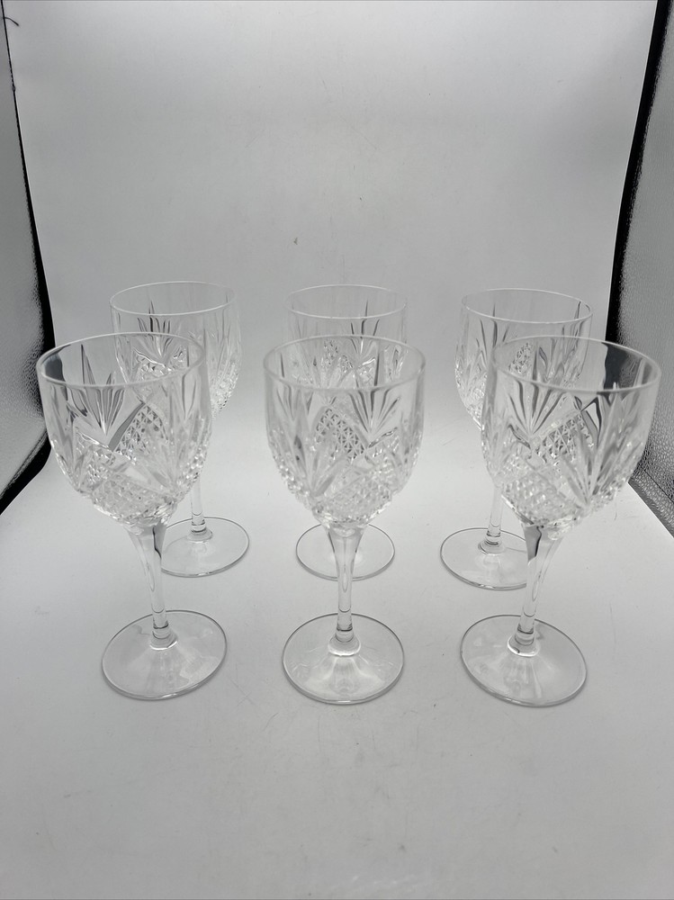 CRISTAL AU PLOMB 24% LEAD CRYSTAL MULTISIDE STEM CUT VERTICAL WINE GOBLET FRANCE