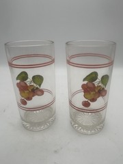 Vintage Libby Juice Glasses. 16 Oz . Harvest Fruit Pattern.