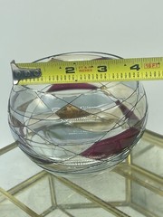Stain Glass Tall Wine Glasses (2), PartyLite Water Calypso design + Bowl