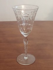 Set 4 Elegant SENECA 190 Unknown CUT FLORAL Faceted Glass WATER GOBLETS Stems