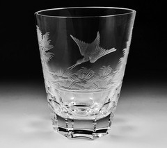12 Josephinenhutte Sieglinde Whiskey Tumbler Glass Set Wildlife Engravings 1950s