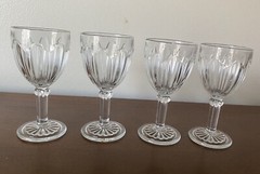 4 Hocking Glass COLONIAL KNIFE & FORK Clear Liquor Cocktail Stem 4.5″ Depression