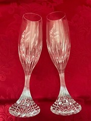 NIB FLAWLESS Stunning BACCARAT France Pair MASSENA Crystal CHAMPAGNE WINE FLUTES