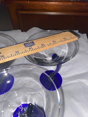 Martini Cocktail Libbey Cobalt Blue Curved Stem 3 Glasses Goblets
