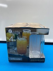 Libbey Samba Ridged Vertical Cooler Clear Drinking Glasses 19.3oz. oz Set Of 4