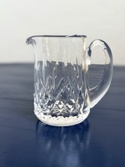 Elegant Crystal Pitcher & 7 Matching Glasses Set Classic Cut Glass Pattern Vtg