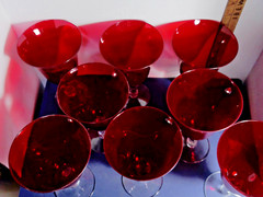 Ruby Red Goblets Home Essentials 14oz Water Wine Glasses 7.25″ Hand Blown SET 2