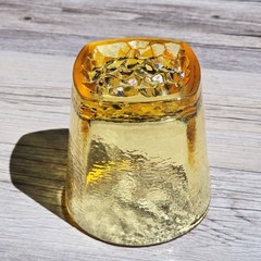 🍋 Heavy Bottom Scuffs 🍋 Citrus On The Rocks Glass 🍋 Signed 🍋 Fire and Light