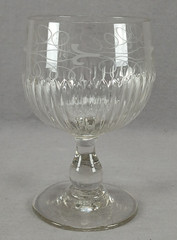 Antique French Engraved & Pattern Molded Blown Glass Large Goblet C. 1830-1840s