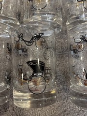 Libbey Carriage Buggy Coach Vintage Whiskey Bar Glasses Lot Of 6 Lowball MCM