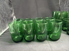 Vintage Anchor Hocking Forest Green 4-4oz, 8-8oz, 4-12oz. 3 Complete Sets