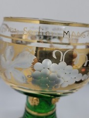 ROEMER GERMAN Military Assistance Wine GLASS Goblet w/ Etched Grapes 1963