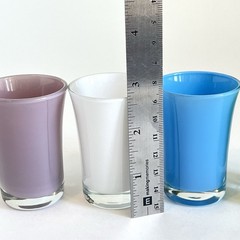 MCM Style Shot Glasses Barware Set of 4 Green Blue White Lavender Murano Style