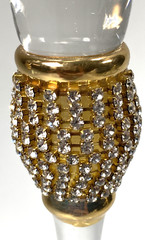 Champagne Flutes With Sparkling Gemstone Decoration Over Gold Set of 2-11″ Tall