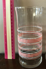 10 Libbey Pink White Sponge Bands Tumblers Lot Vintage Clear Drinking Glasses