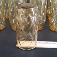 9 Vtg MCM Anchor Hocking Madrid Honey Gold Tumbler Drinking Glasses 5″ 13 oz