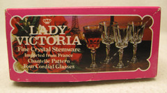 2 ~NIB VTG Lady Victoria Fine Crystal Stemware Glasses Cordial~Chantelle 2 oz