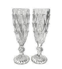 Champagne Flute Wine Glasses Harlequin Diamonds Renaissance Medieval Set of 2