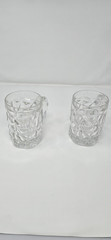 Tiffany & Co Cut Crystal Glass Mugs Set of 2 Heavy Signed Barware 4″ Tall