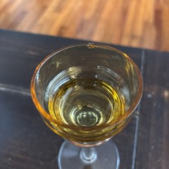 Vintage amber and clear stemmed Candle Holder glass tiny Chip
