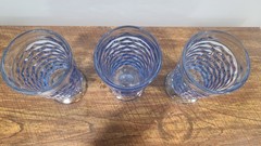 3 Vintage Indiana Glass Whitehall Colony Light Blue Cube 6″ Footed Iced Tea