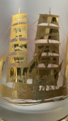 4 Culver Gold Clipper Ships Boat Sails Schooner Frosted Whiskey Tumbler 12 oz