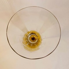 Tiffin-Franciscan Julia Optic Panel Amber Stem Water Goblet Art Deco 7 7/8″