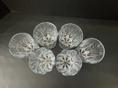 Vintage Set of 6 Clear Paneled Highball Tumblers Heavy Pressed Glass 5 1/8”