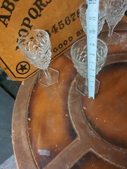 Antique Glasses Fostoria American Hex Foot Water Wine Goblets Set 4