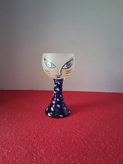Kosta Boda Open Minds Art Glass Wine Goblet 6″ Blue Ulrica Hydman-Vallien Vintag