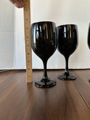 Vintage Libbey Black Amethyst Wine Glasses Set Of 3